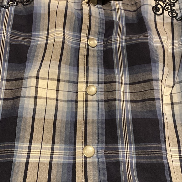 Girls size 18m 100% cotton Pearl snap embroidered plaid Western shirt - Picture 5 of 6
